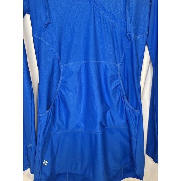 Athleta Women’s Blue Wick It Wader Swim Cover Up Long Sleeve Tunic W/Hood Sz XS - Picture 3 of 11